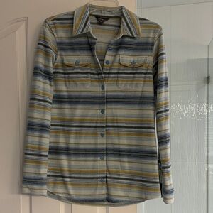 Eddie Bauer Blue and Yellow Striped Button Down Shirt